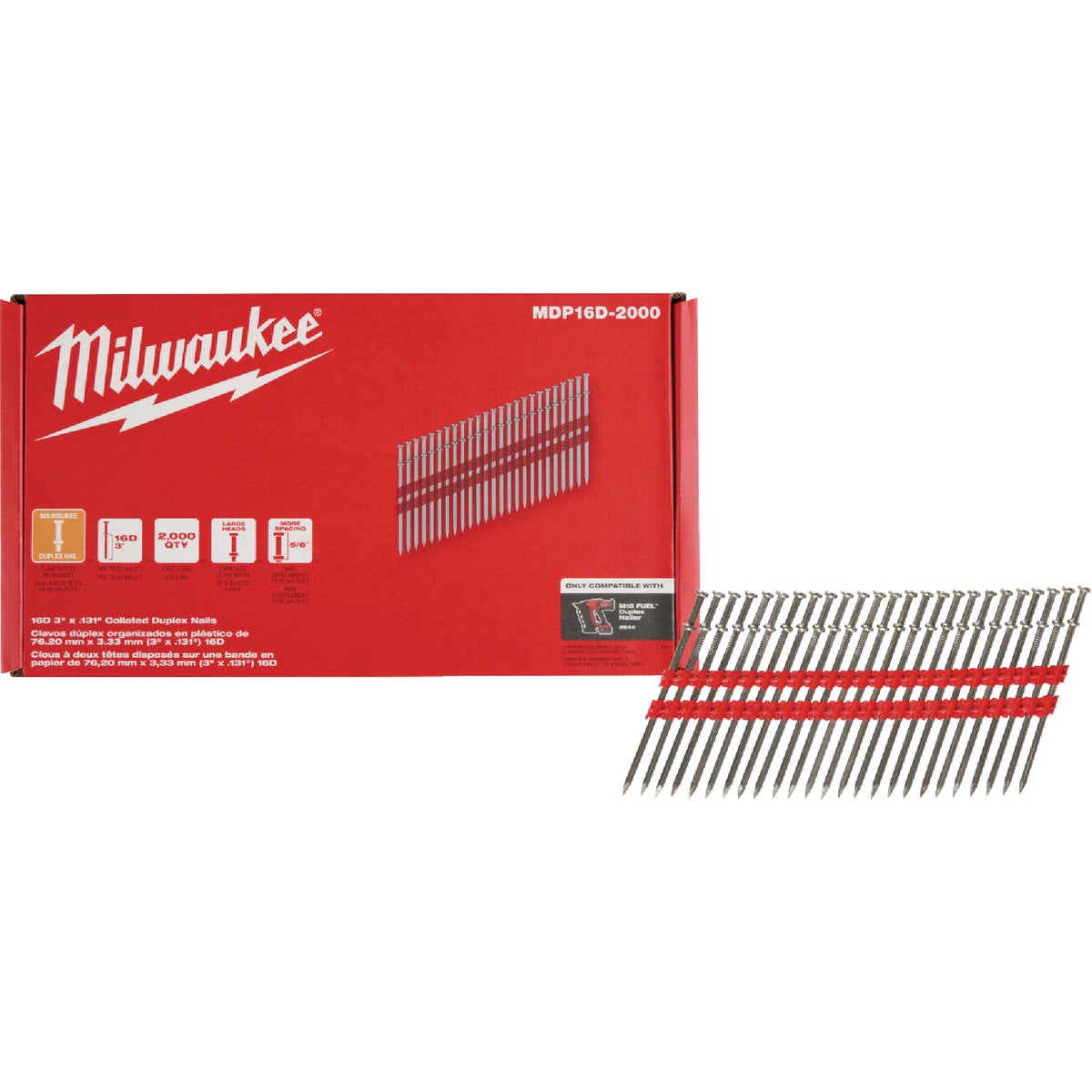 Milwaukee 3 In. x 0.131 In. Collated Duplex Framing Nails (2000 Ct.)