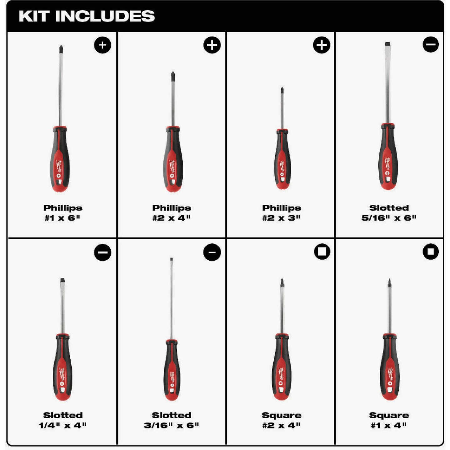 Milwaukee Screwdriver Set with Square Drive (8-Piece) Image 2