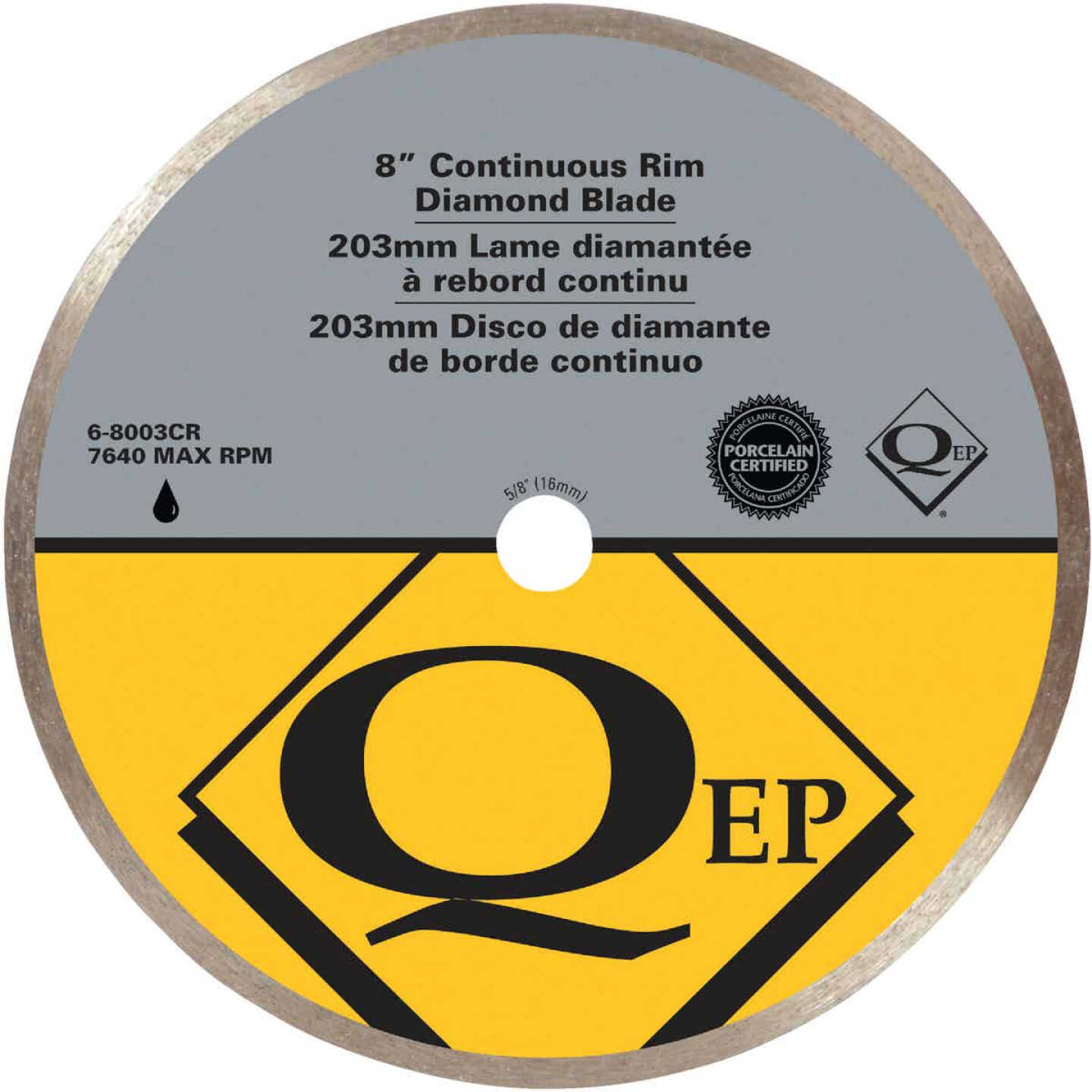 QEP 8 In. Continuous Rim Wet Cut Diamond Blade Image 1