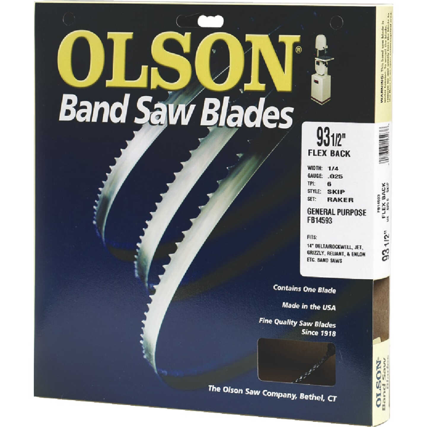 Olson 93-1/2 In. x 1/8 In. 14 TPI Regular Flex Back Band Saw Blade Image 1
