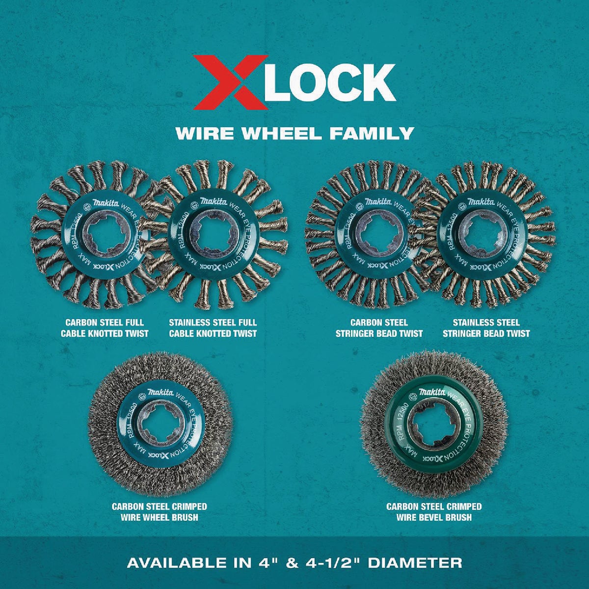 Makita X-LOCK 4-1/2 In. Full Cable Knotted Stainless Steel Angle Grinder Wire Wheel Image 7