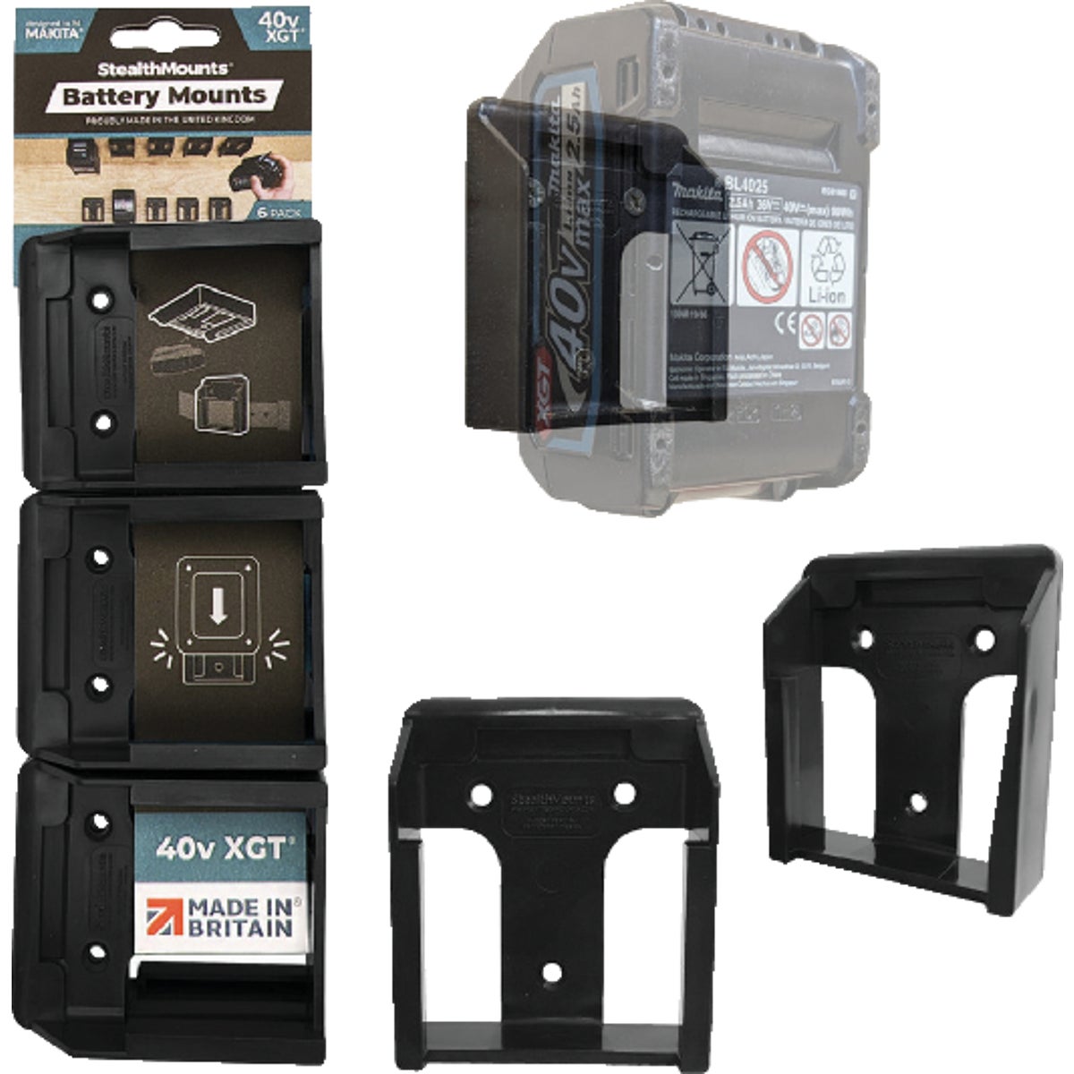 StealthMounts Battery Mounts for Makita 40V XGT (6-Pack)