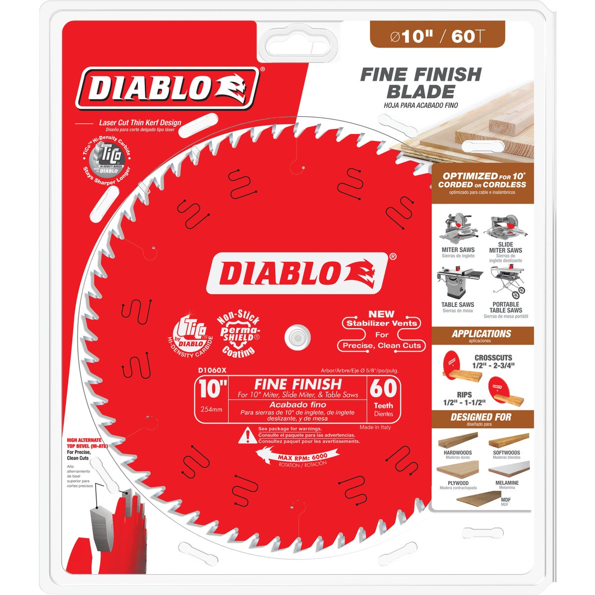 Diablo 10 In. 60-Tooth Fine Finish Circular Saw Blade Image 2