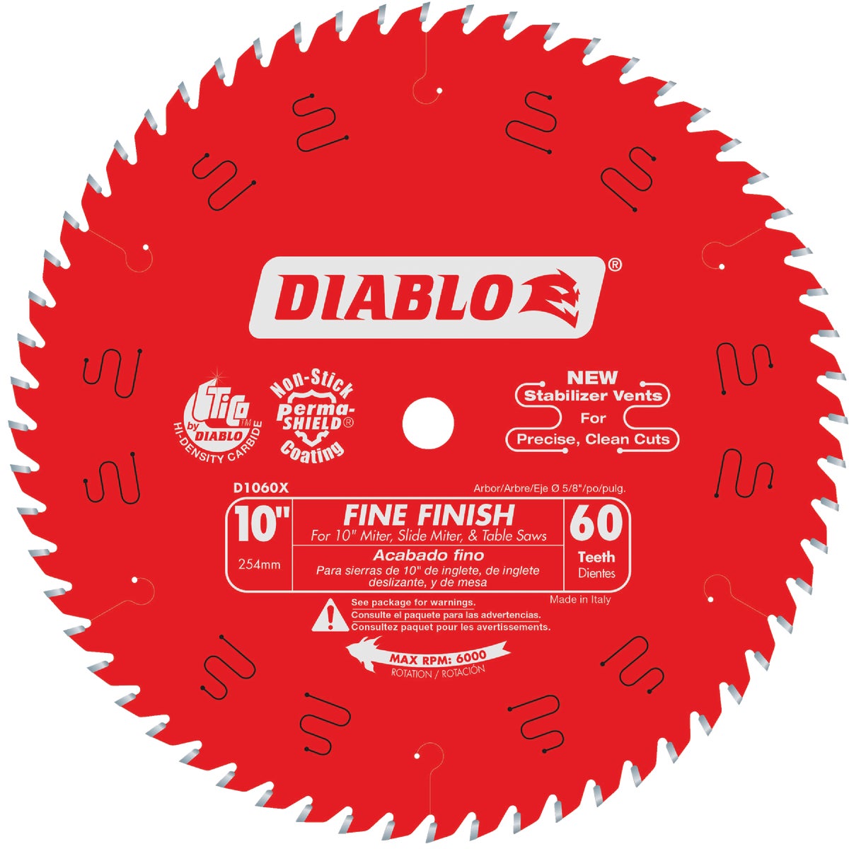 Diablo 10 In. 60-Tooth Fine Finish Circular Saw Blade