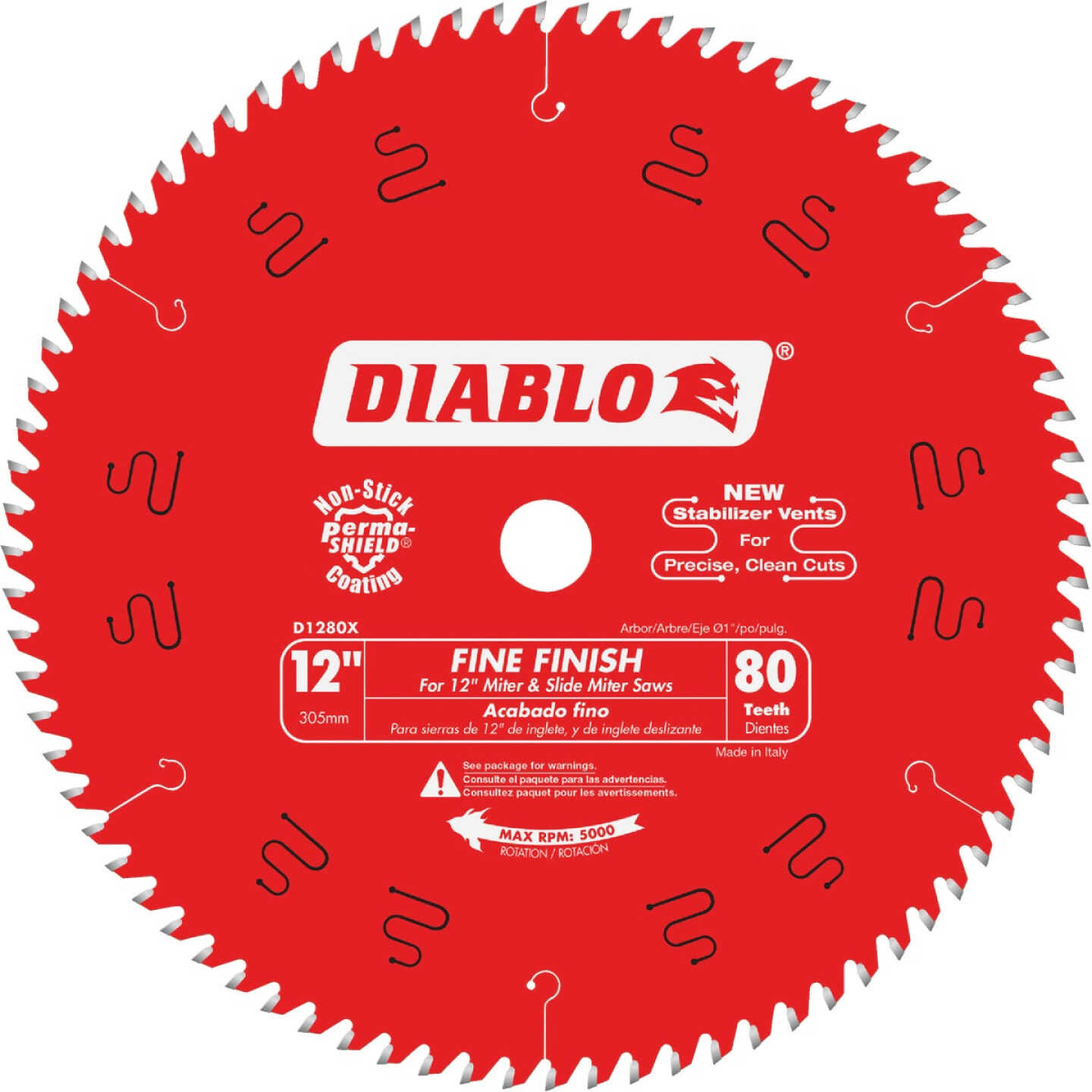 Diablo 12 In. 80-Tooth Fine Finish Circular Saw Blade Image 1