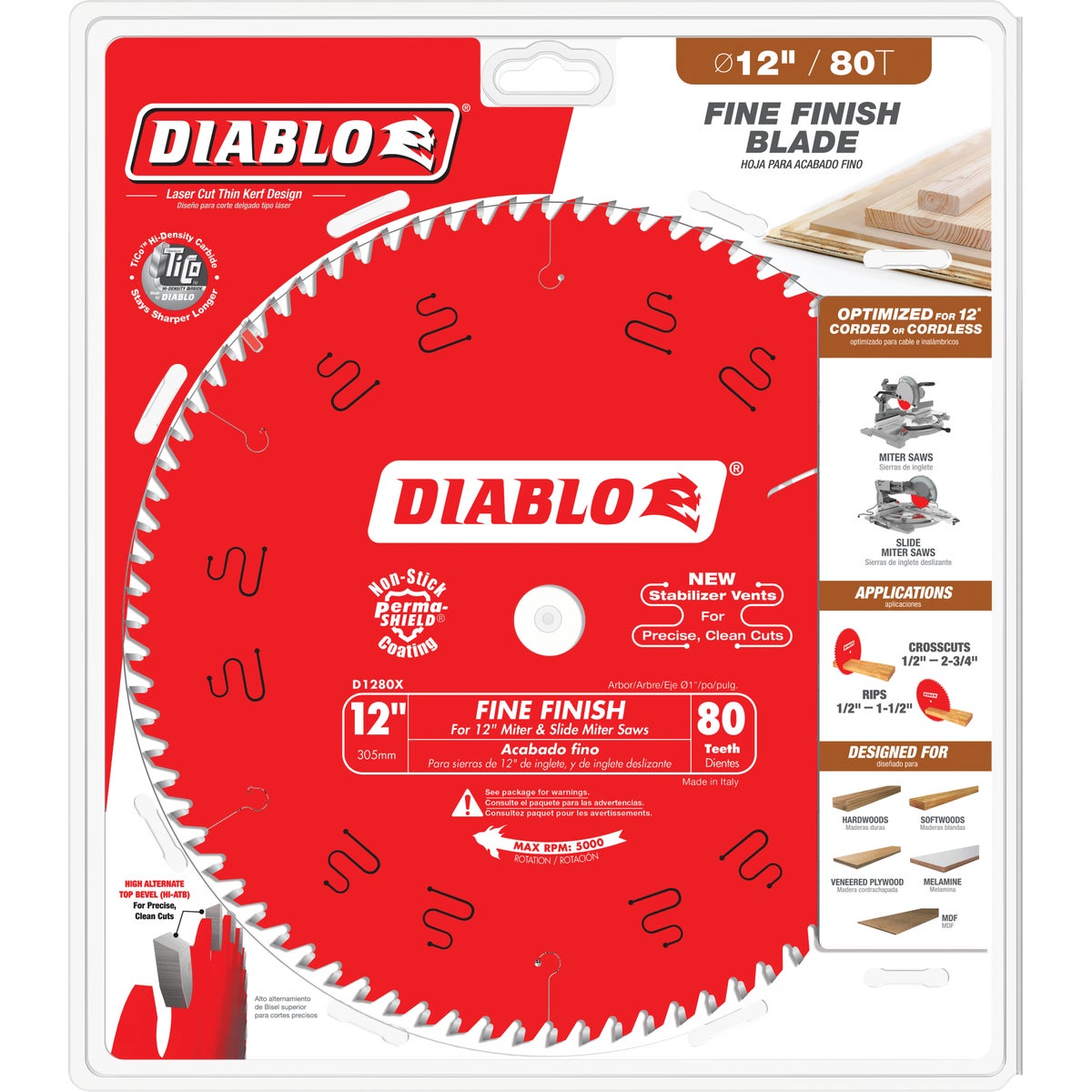 Diablo 12 In. 80-Tooth Fine Finish Circular Saw Blade Image 2