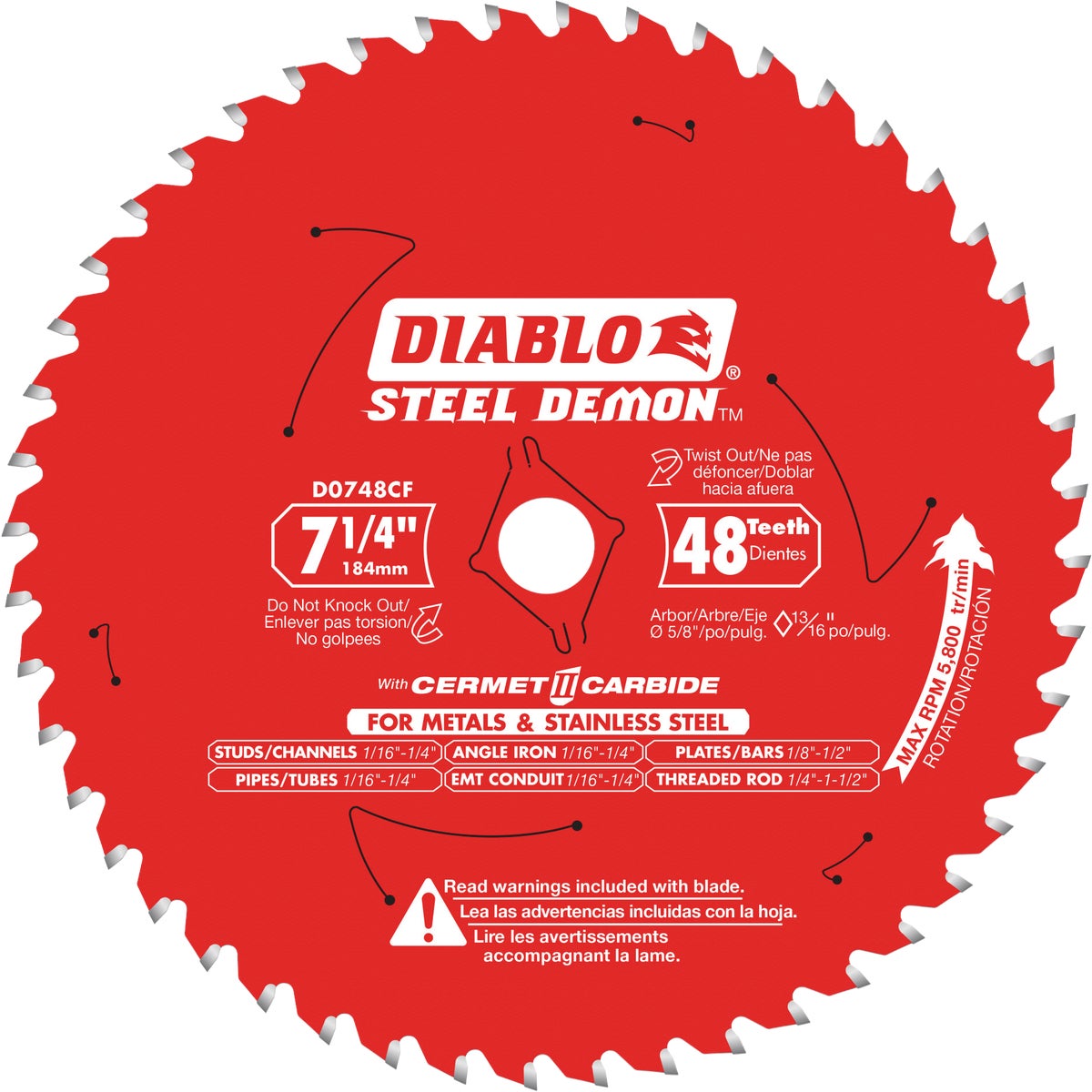 Diablo Steel Demon 7-1/4 In. 48-Tooth Cermet II Metal Circular Saw Blade