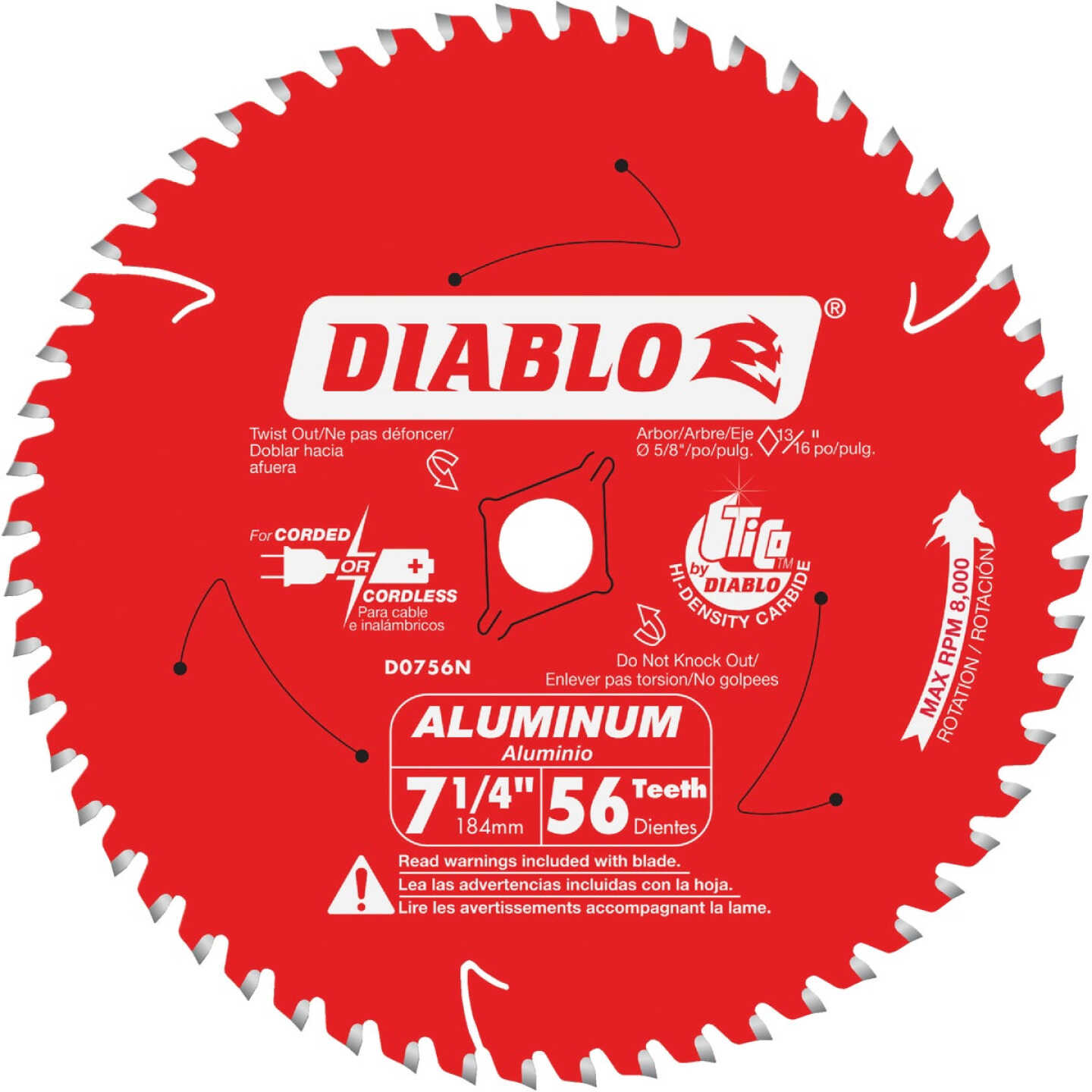 Diablo 7-1/4 In. 56-Tooth Aluminum Circular Saw Blade Image 1