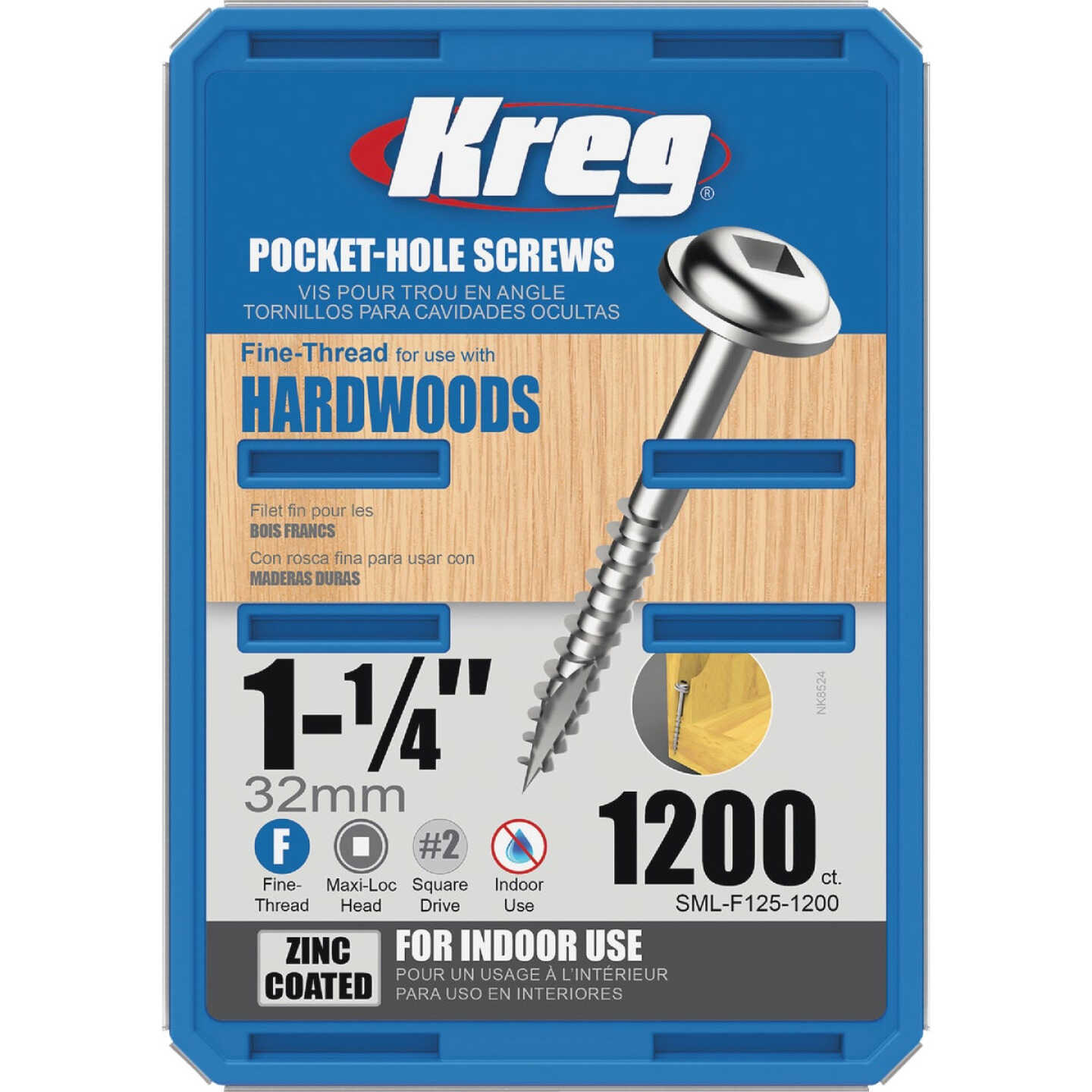 Kreg #7 x 1-1/4 In. Square Fine Thread Maxi-Loc Head Zinc Pocket-Hole Screw (1200 Ct.) Image 4