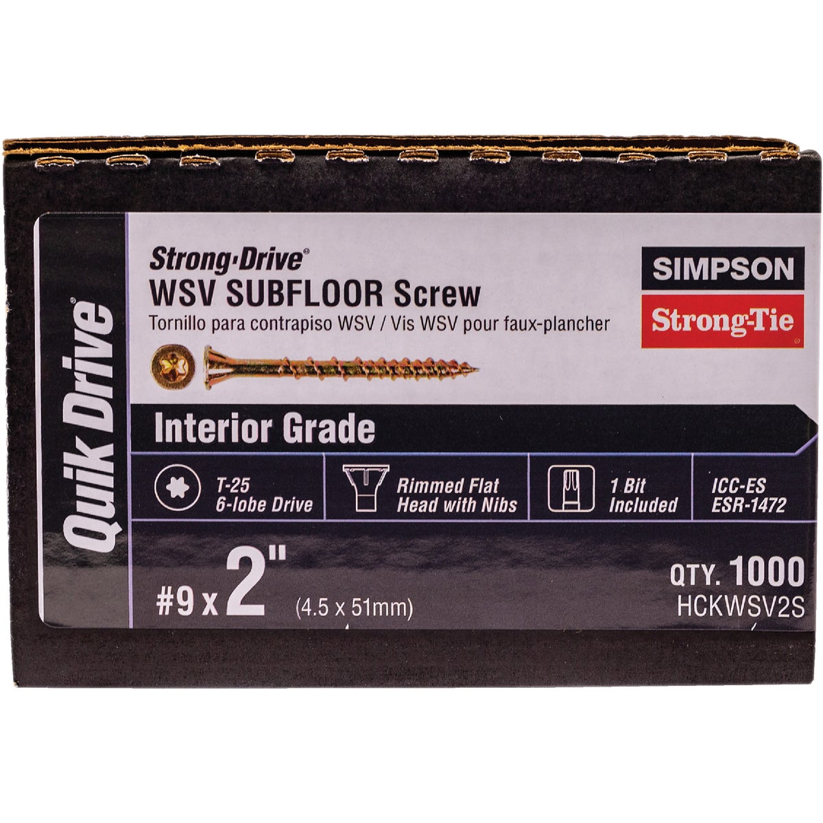 Strong-Drive WSV SUBFLOOR Screw (Collated)  #9 x 2 in. T25, Yellow Zinc (1000-Qty) Image 2
