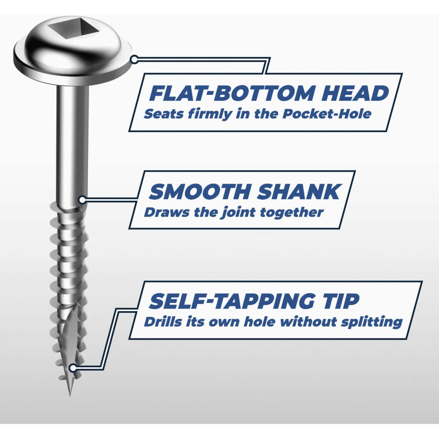 Kreg #7 x 1-1/2 In. Square Fine Thread Maxi-Loc Head Zinc Pocket-Hole Screw (100 Ct.) Image 3