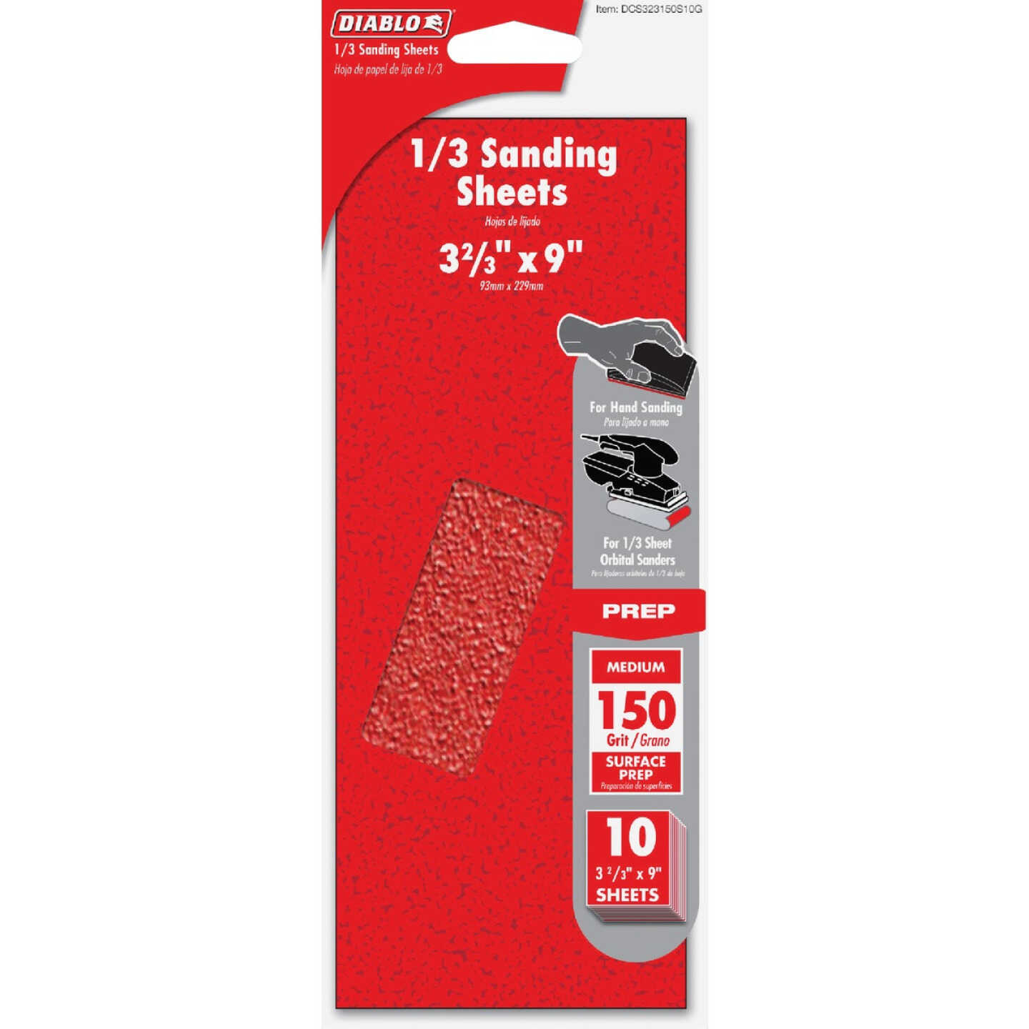 Diablo 9 In. x 3-2/3 In. 150 Grit Fine 1/3 Sheet Sandpaper (10-Pack) Image 1