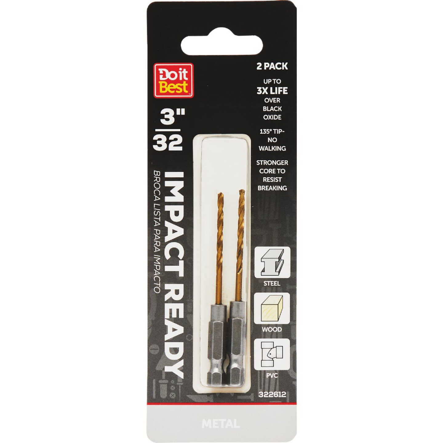 Do it Best 3/32 In. Impact Ready Titanium Hex Shank Drill Bit (2-Pack) Image 1