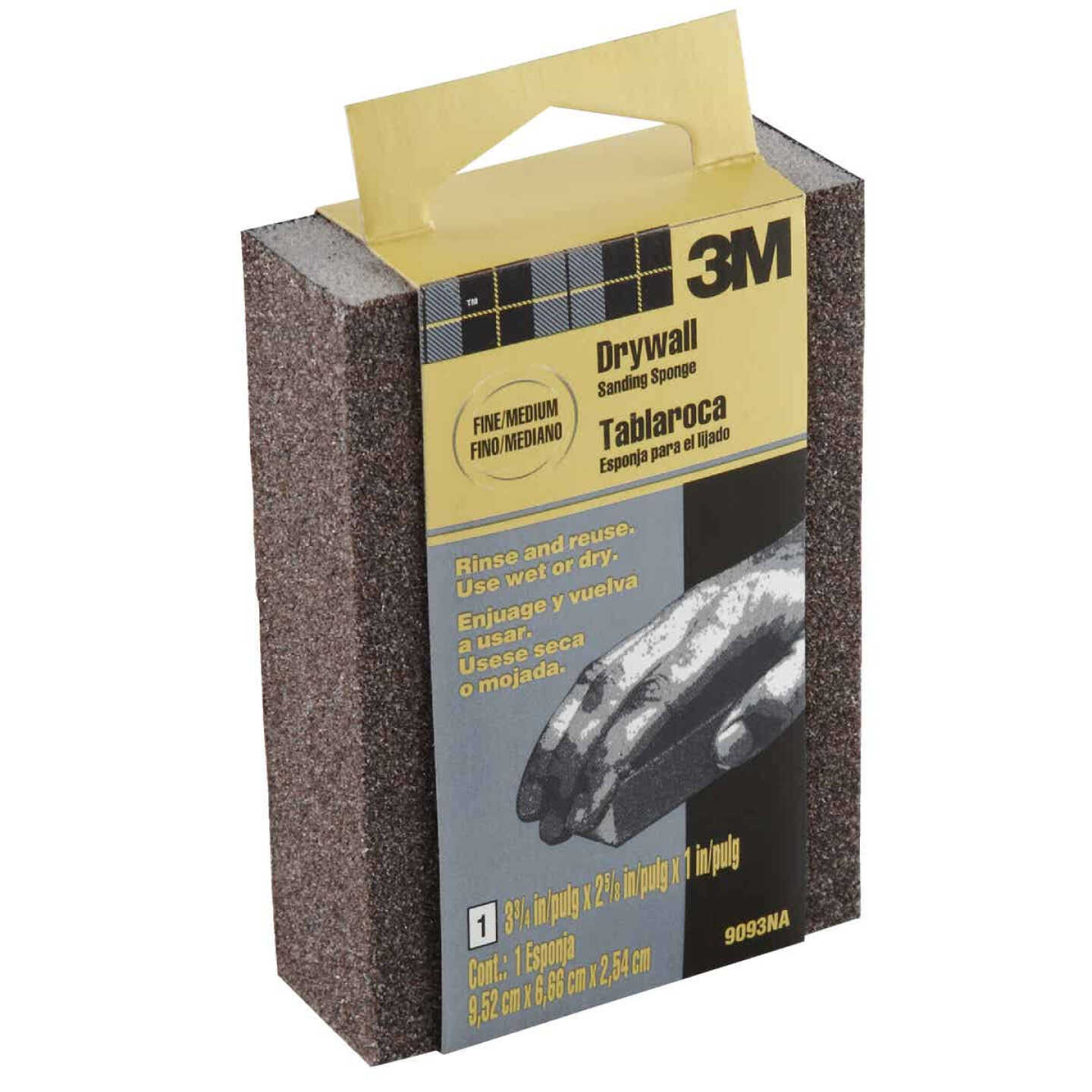 3M 2-3/8 In. x 3-3/4 In. x 1 In. Drywall Sanding Sponge, Fine/Medium Image 2