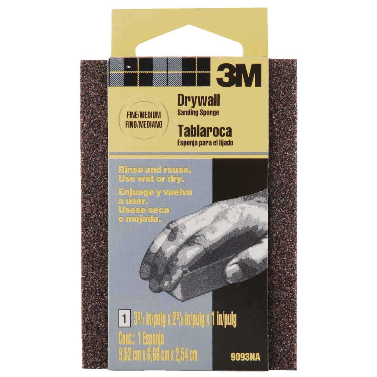 3M 2-3/8 In. x 3-3/4 In. x 1 In. Drywall Sanding Sponge, Fine/Medium Image 3