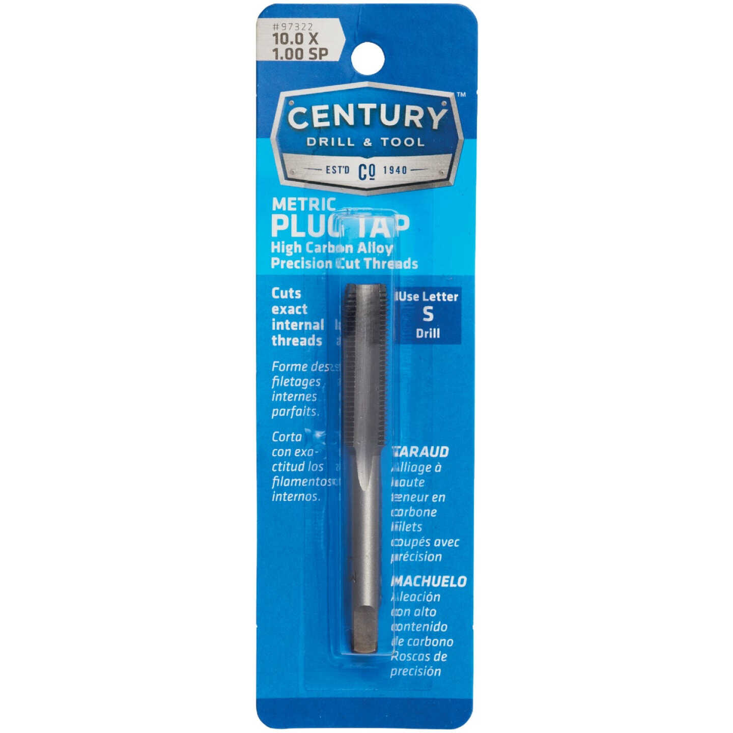 Century Drill & Tool 10.0x1.00 Carbon Steel Metric Tap Image 1