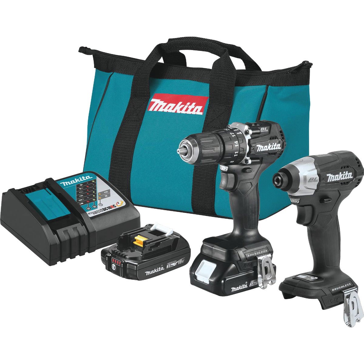 Makita 18V LXT 2-Tool Lithium-Ion Brushless Sub-Compact Hammer Drill/Driver & Impact Driver Cordless Tool Combo Kit