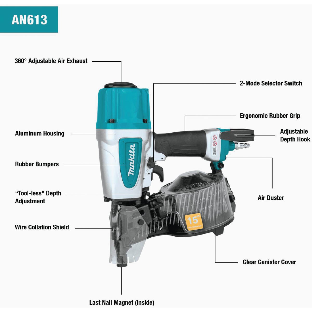 Makita 15 Degree 2-1/2 In. Coil Siding Nailer Image 13