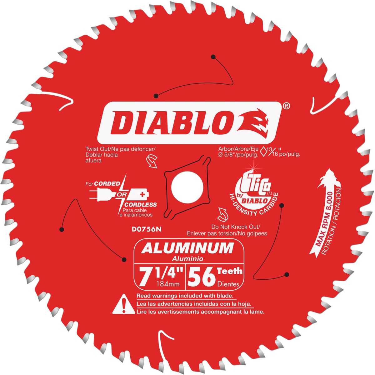 Diablo 7-1/4 In. 56-Tooth Aluminum Circular Saw Blade, Bulk Image 1