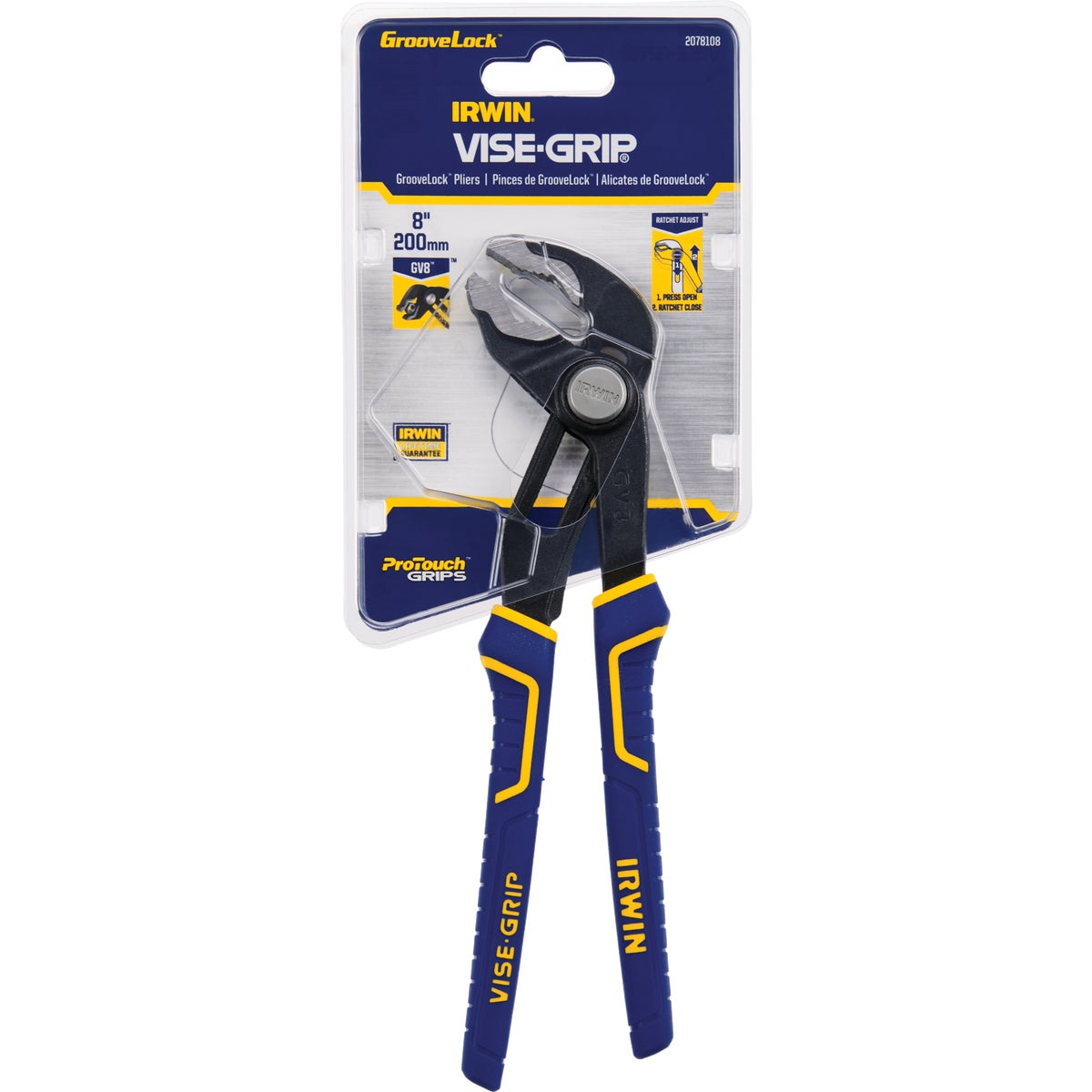 Irwin Vise-Grip 8 In. V-Jaw GrooveLock Groove Joint Pliers Image 2