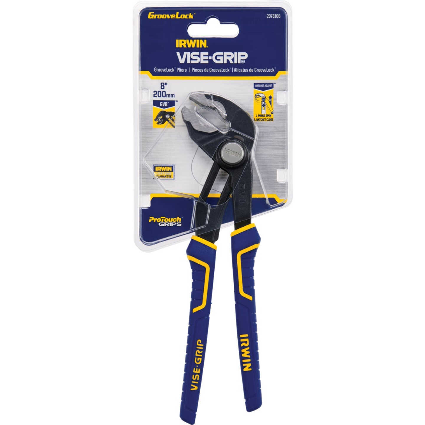 Irwin Vise-Grip 8 In. V-Jaw GrooveLock Groove Joint Pliers Image 2