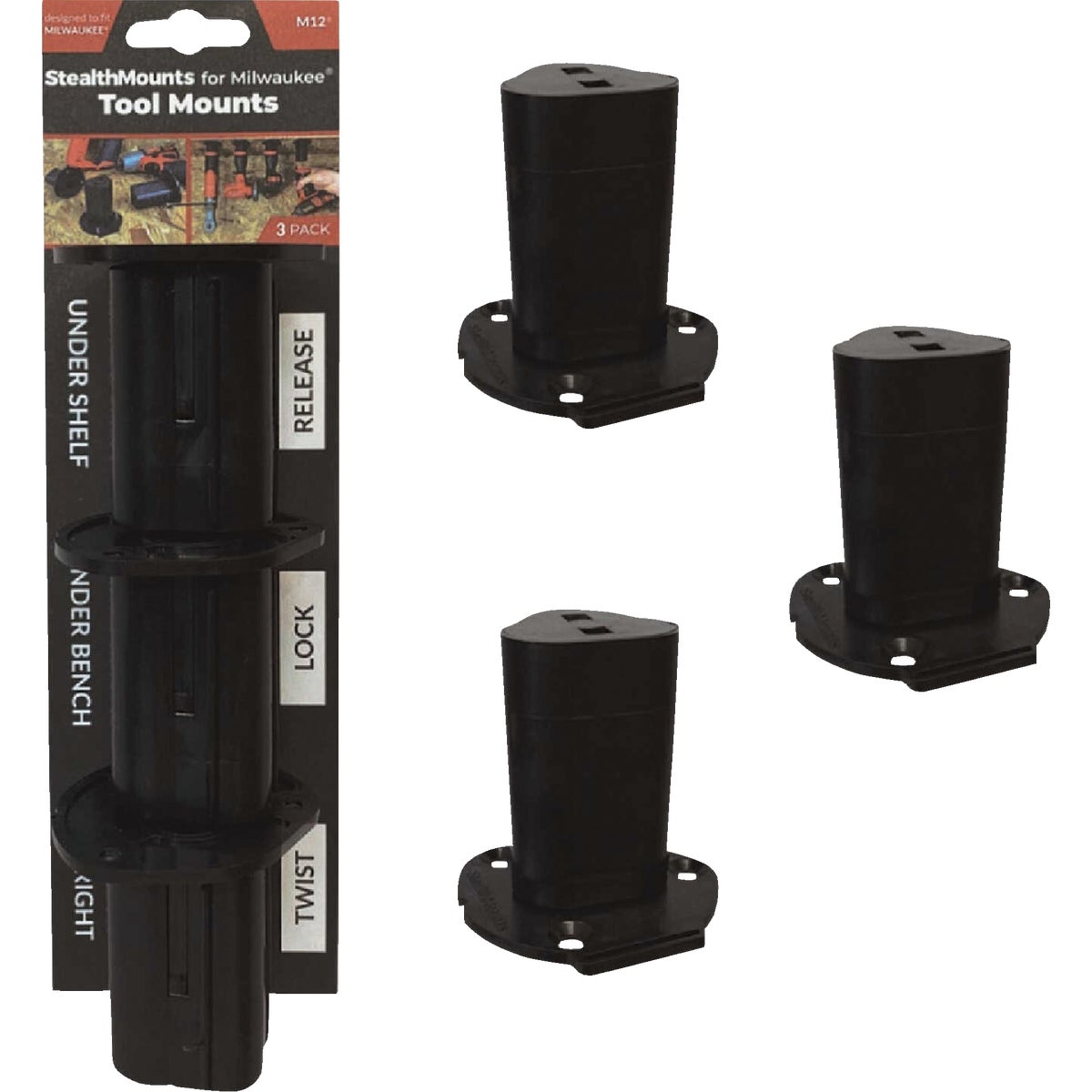 StealthMounts Tool Mounts for Milwaukee M12 (3-Pack)