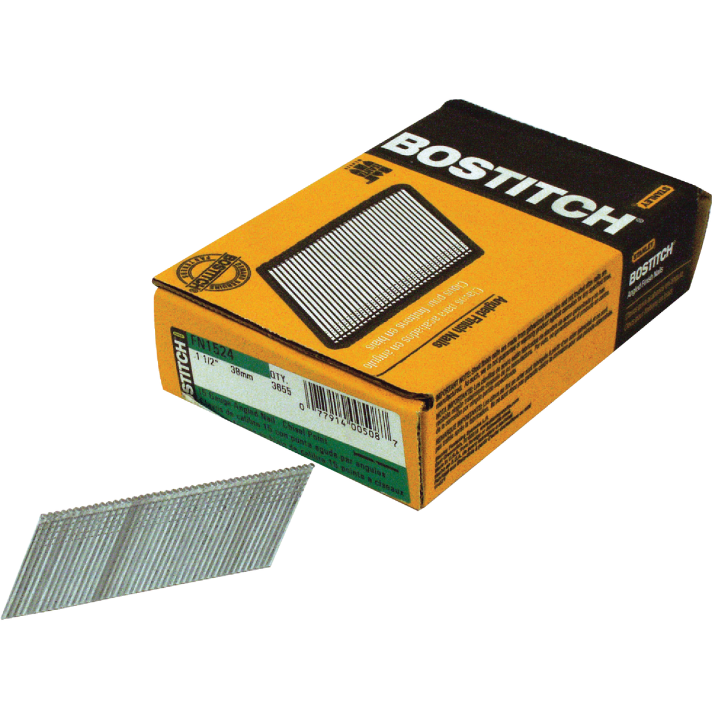 Bostitch 15-Gauge Coated 25 Degree FN-Style Angled Finish Nail, 1-3/4 In. (3655 Ct.) Image 1