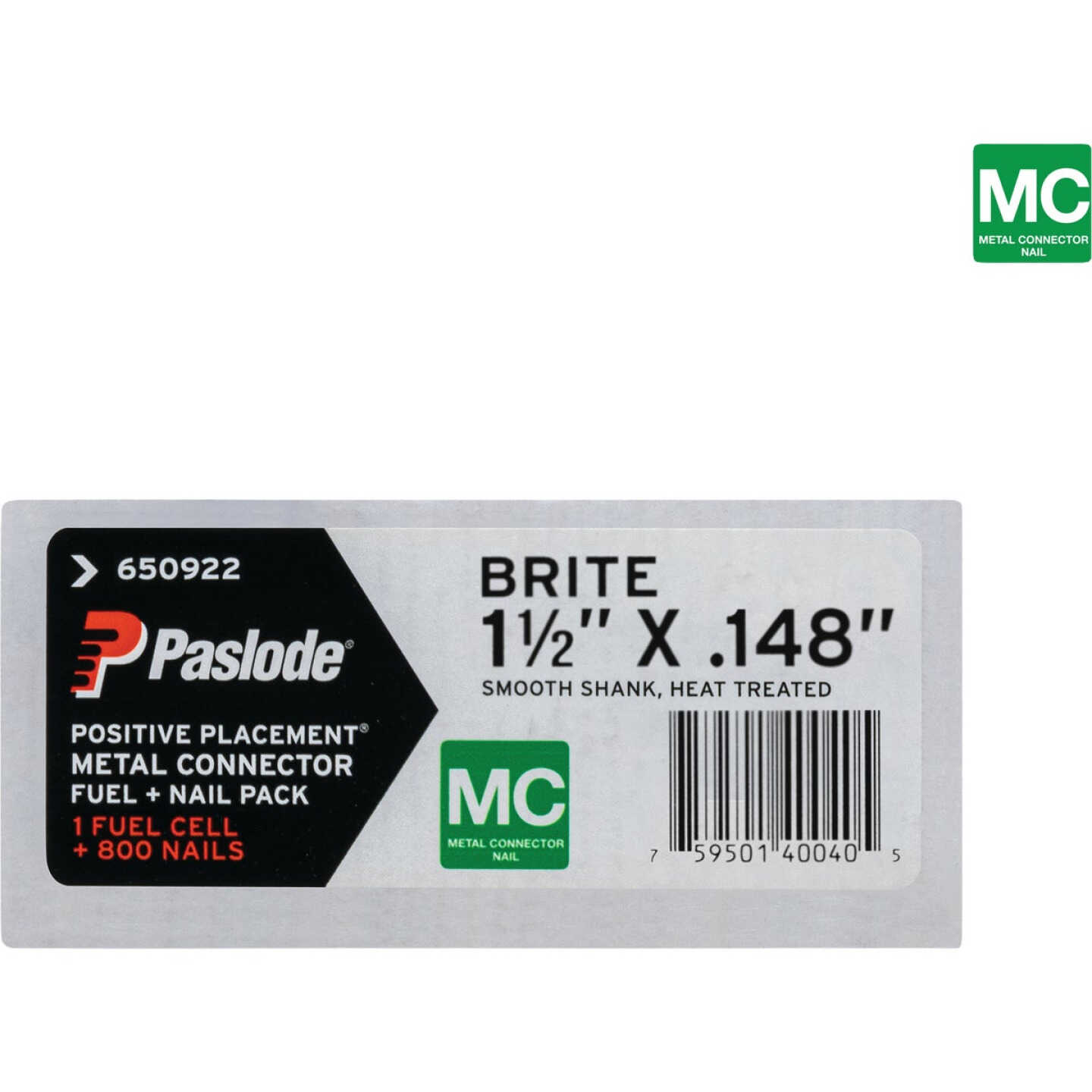 Paslode 1-1/2 In. x 0.148 In. Paper Tape Smooth Shank Heat Treated Brite Metal Connector Nail (800-Count) with Fuel Cell Image 1