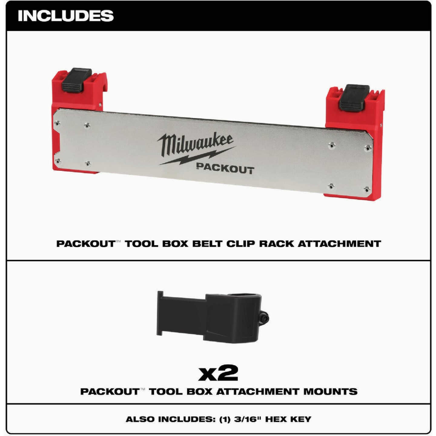Milwaukee Belt Clip Rack Attachment for PACKOUT Tool Box Image 3