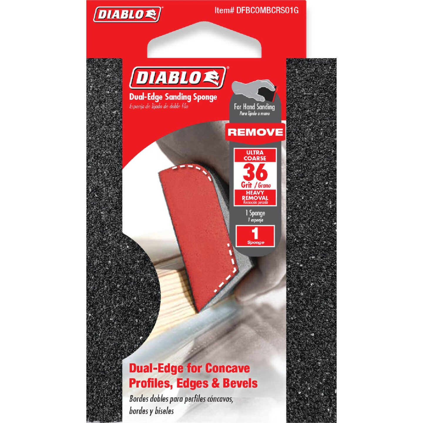 Diablo 2-1/2 In. x 4 In. x 1 In. 36 Grit (Ultra Coarse) Dual-Edge Sanding Sponge Image 2