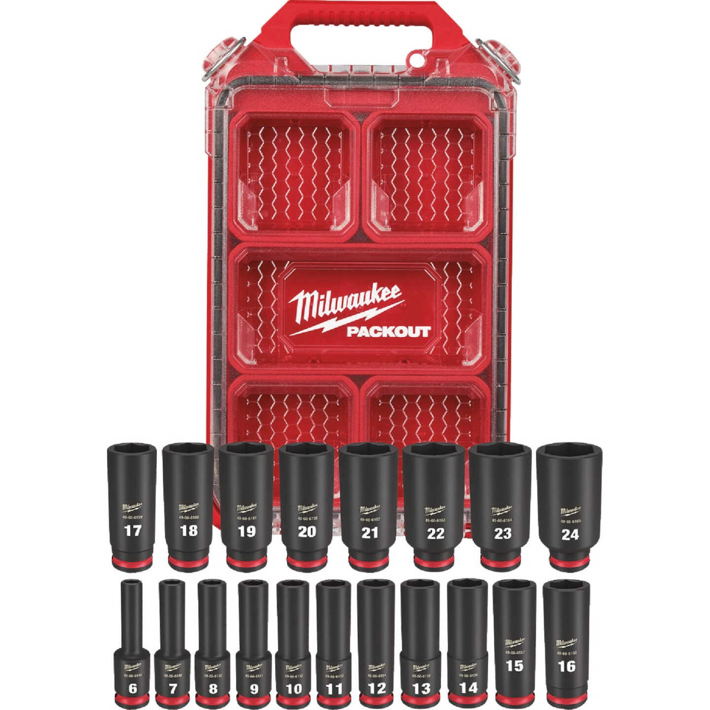 Milwaukee SHOCKWAVE Metric 3/8 In. Drive 6-Point Deep Impact Driver Set with PACKOUT Organizer (19-Piece) Image 6