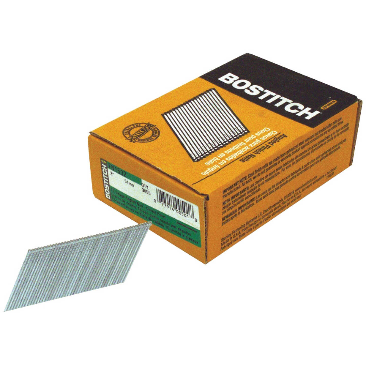 Bostitch 15-Gauge Coated 25 Degree FN-Style Angled Finish Nail, 2 In. (3655 Ct.) Image 1