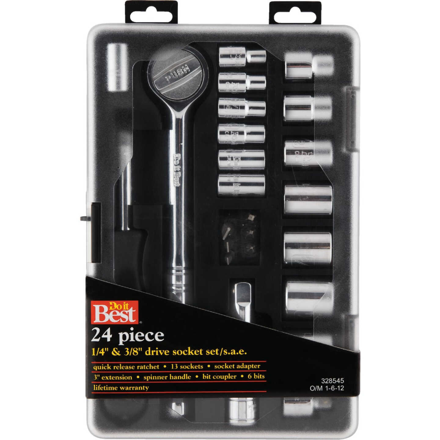 Do it Best Standard 1/4 In. and 3/8 In. Drive 6-Point Shallow Ratchet & Socket Set (24-Piece) Image 2