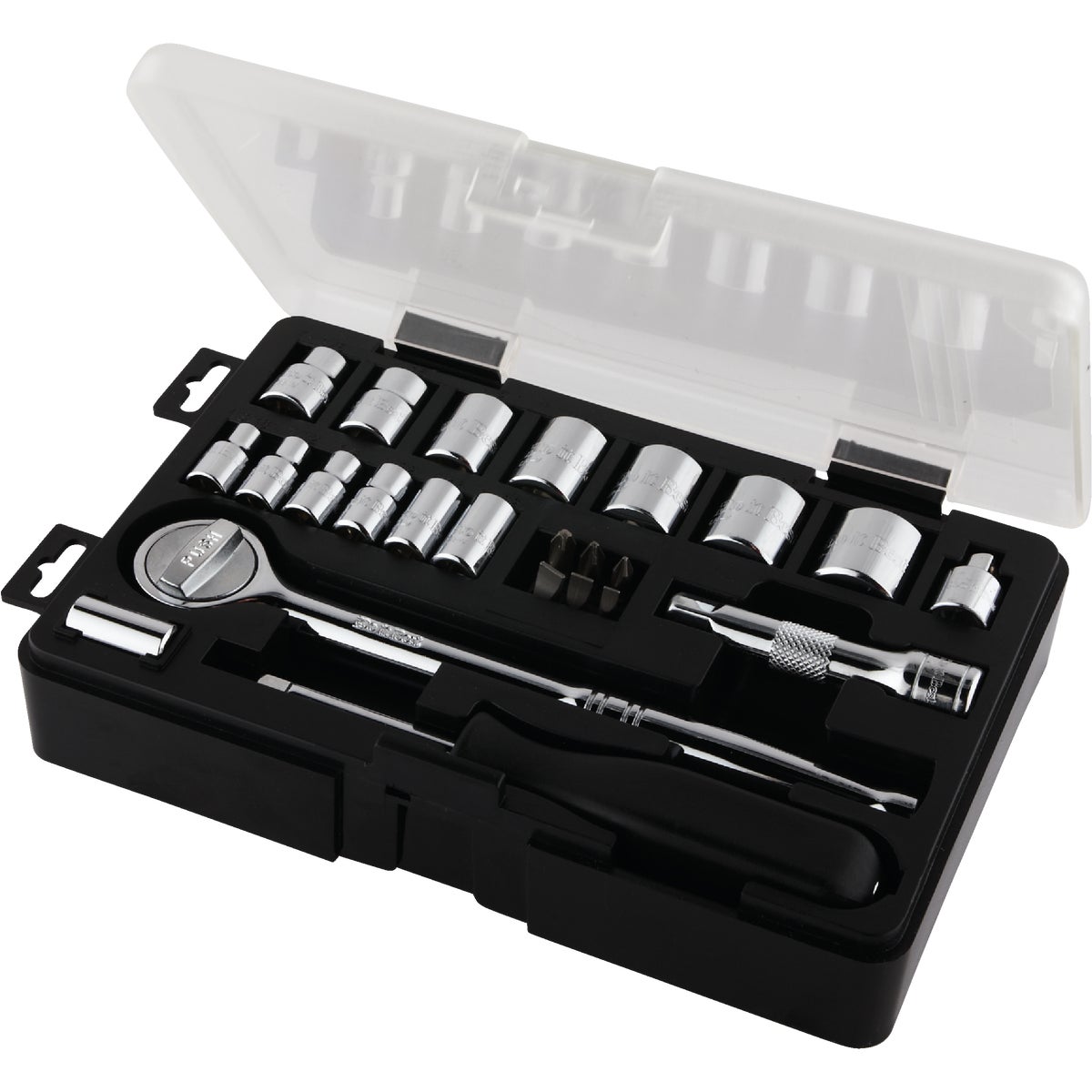 Do it Best Standard 1/4 In. and 3/8 In. Drive 6-Point Shallow Ratchet & Socket Set (24-Piece) Image 3