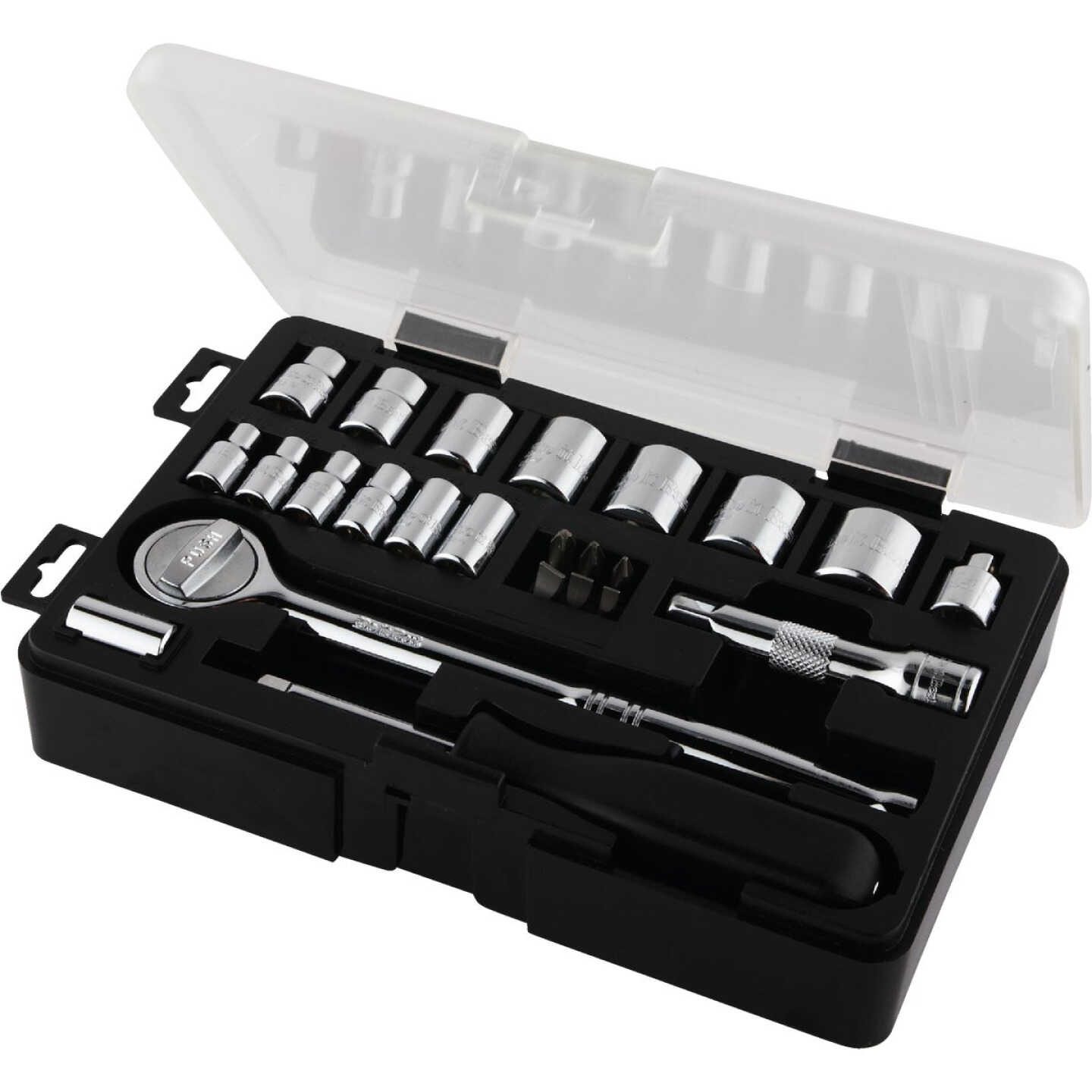 Do it Best Standard 1/4 In. and 3/8 In. Drive 6-Point Shallow Ratchet & Socket Set (24-Piece) Image 3