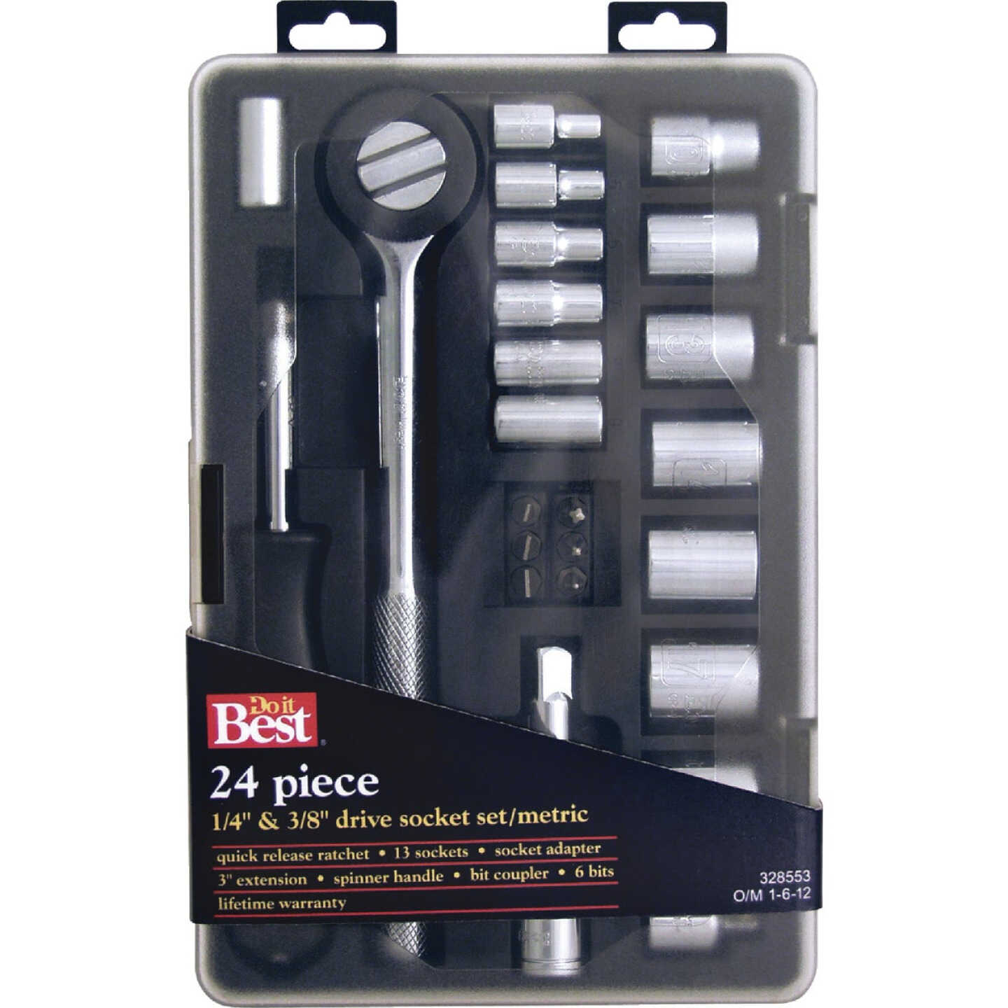 Do it Best Metric 1/4 In. and 3/8 In. Drive 6-Point Shallow Ratchet & Socket Set (24-Piece) Image 1