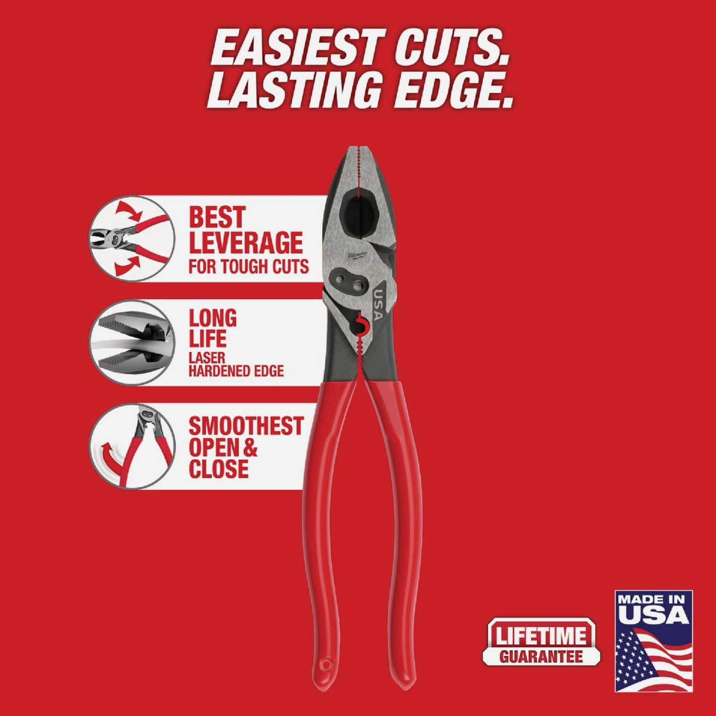 Milwaukee 9 In. Dipped Grip Linesman Pliers with Crimper and Bolt Cutter Image 2