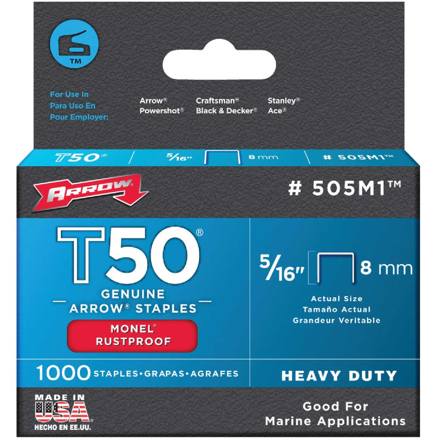 Arrow T50 Heavy-Duty Monel Staple, 5/16 In. (1000-Pack) Image 1