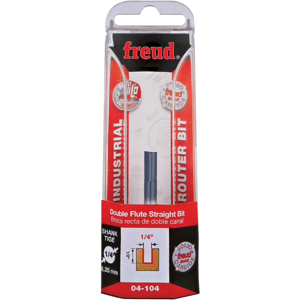 Freud 1/4 In. x 1/2  In. Double Flute Straight Router Bit