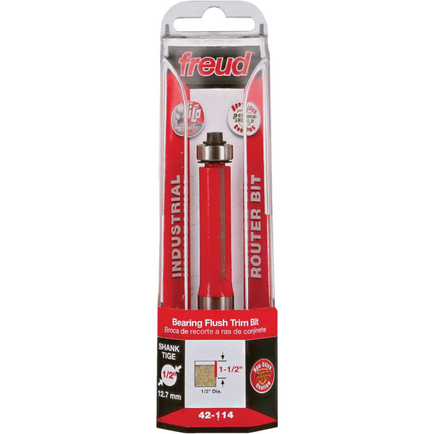Freud 1/2 In. x 1-1/2 In. 2-Cutter Flush Trim Router Bit Image 1