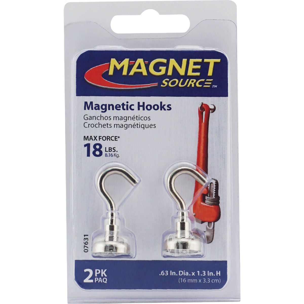 MagnetSource Grade 42 Neodymium 18 Lb. Capacity Magnet Hook (2-Pack) Image 6