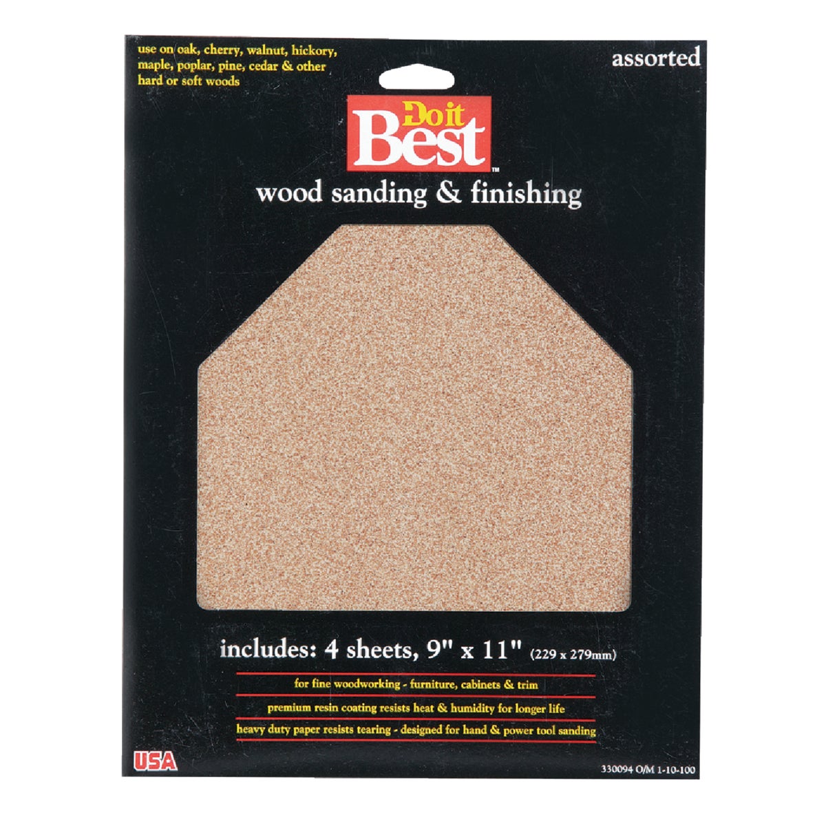 Do it Best Bare Wood 9 In. x 11 In. 220/150/100/60 Grit Assorted Grade Sandpaper (5-Pack) Image 1