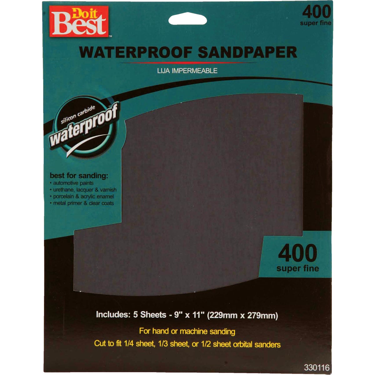 Do it Best Waterproof 9 In. x 11 In. 400 Grit Super Fine Sandpaper (5-Pack) Image 1