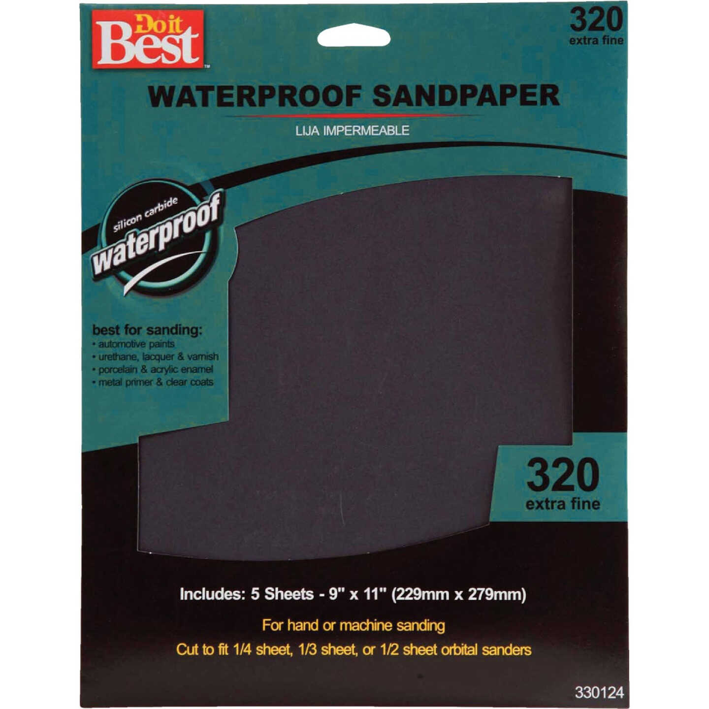 Do it Best Waterproof 9 In. x 11 In. 320 Grit Extra Fine Sandpaper (5-Pack) Image 1