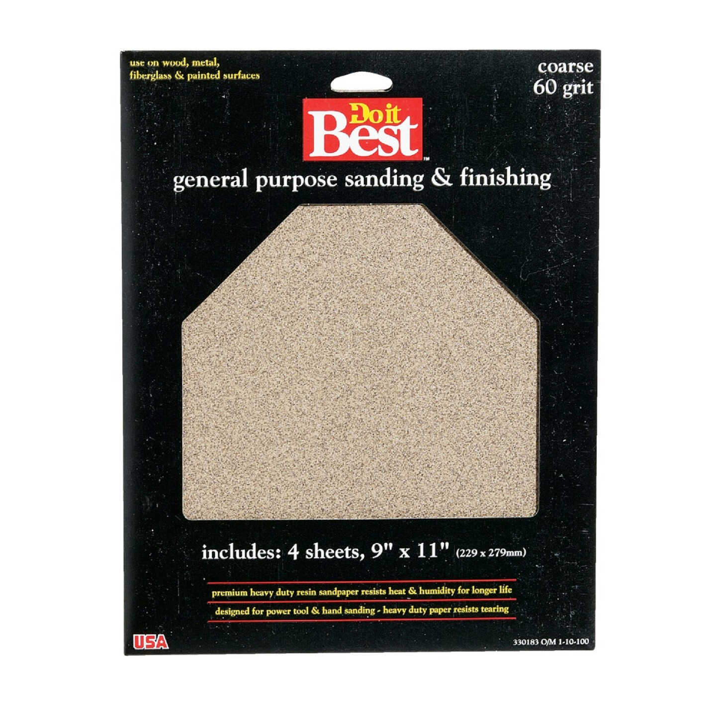 Do it Best General Purpose 9 In. x 11 In. 60 Grit Coarse Sandpaper (4-Pack) Image 1