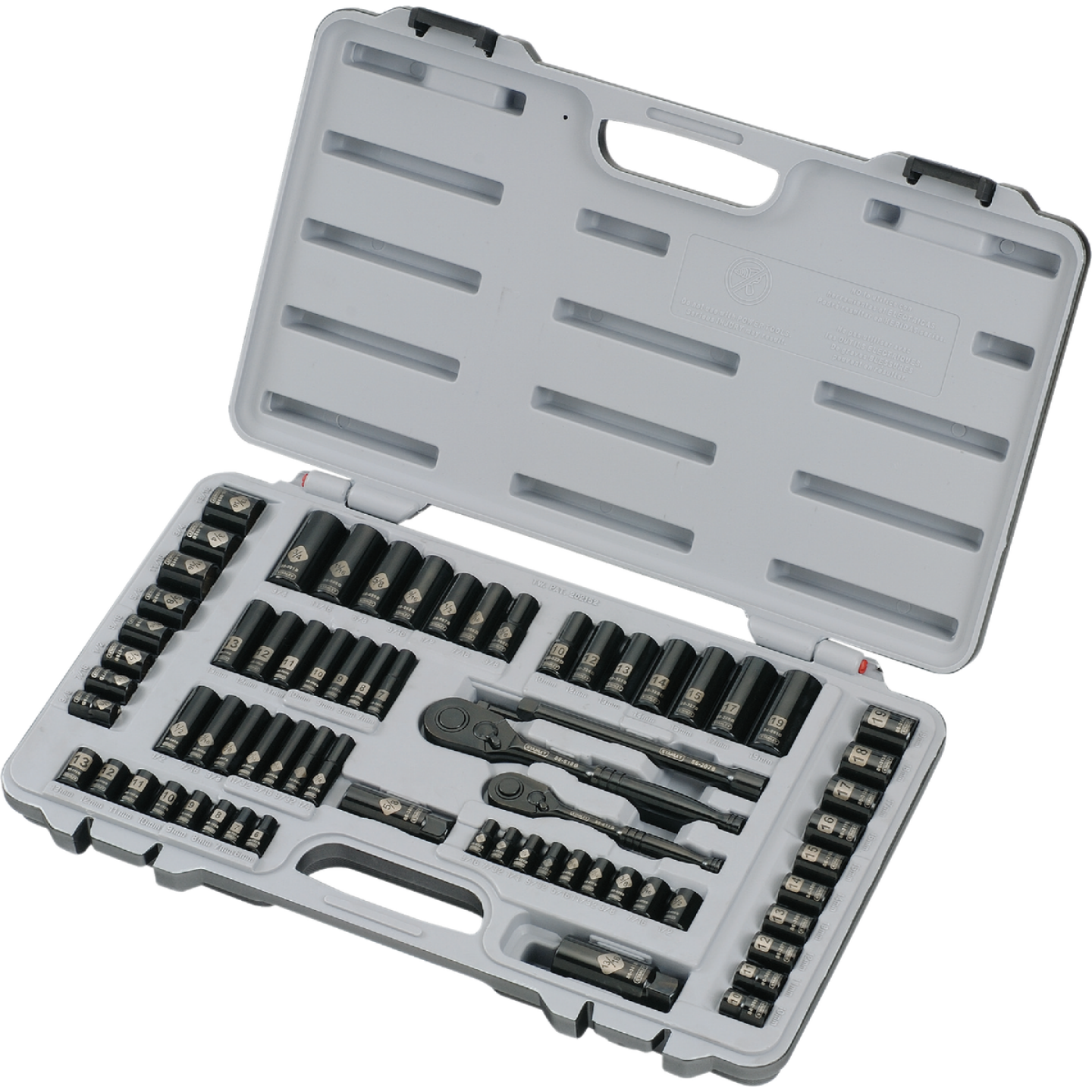 Stanley Standard/Metric 1/4 In. Drive & 3/8 In. Drive Black Chrome Combination Ratchet & Socket Set (69-Piece) Image 3