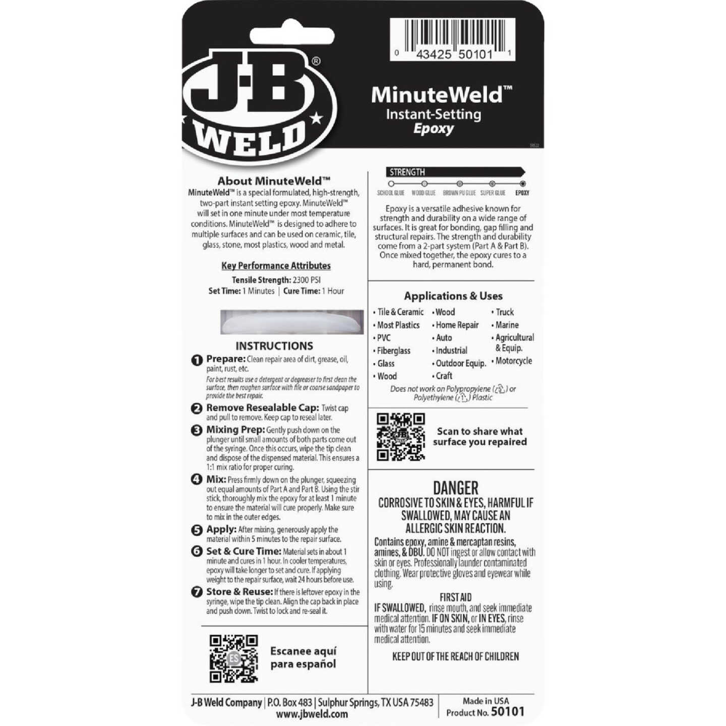 J-B Weld 0.85 Oz. MinuteWeld Epoxy, Syringe Image 7