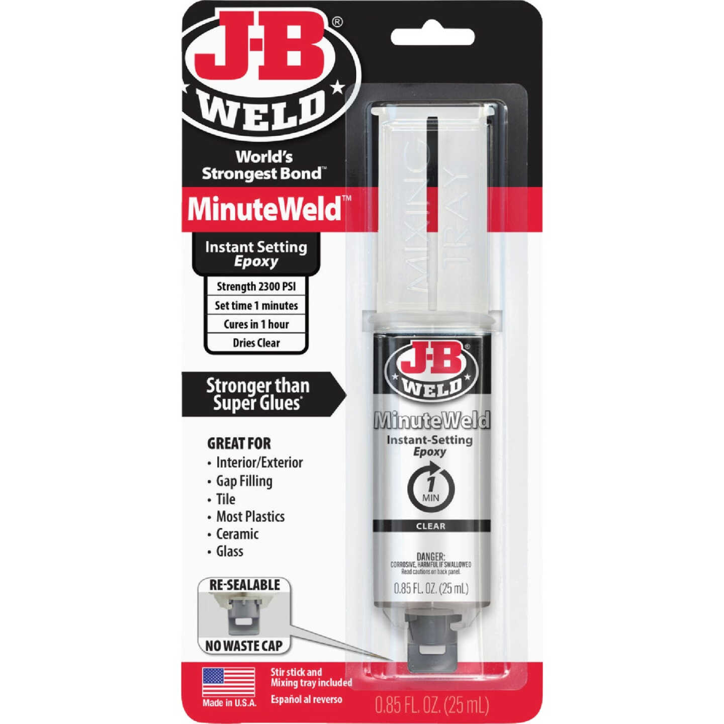 J-B Weld 0.85 Oz. MinuteWeld Epoxy, Syringe Image 1