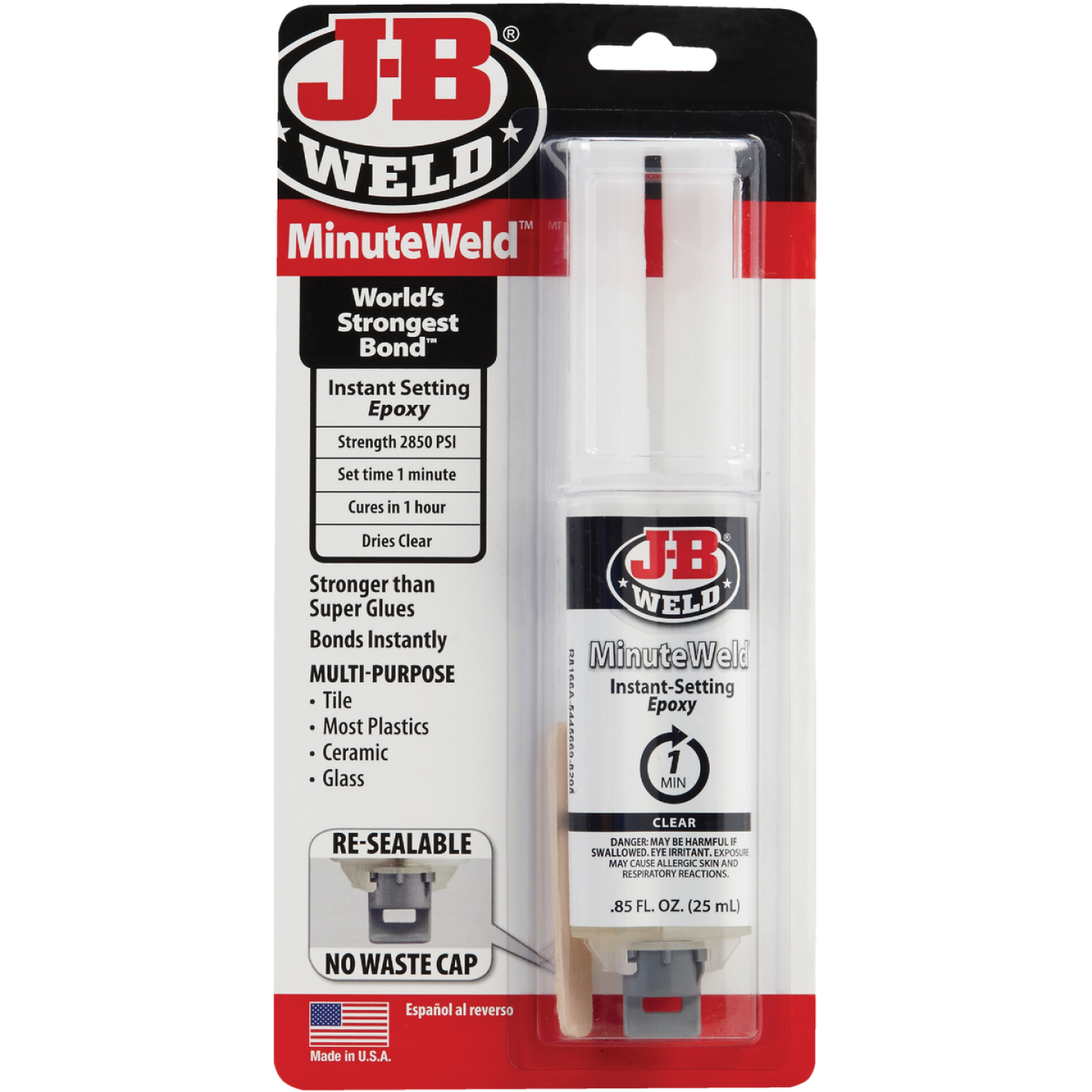 J-B Weld 0.85 Oz. MinuteWeld Epoxy, Syringe Image 1