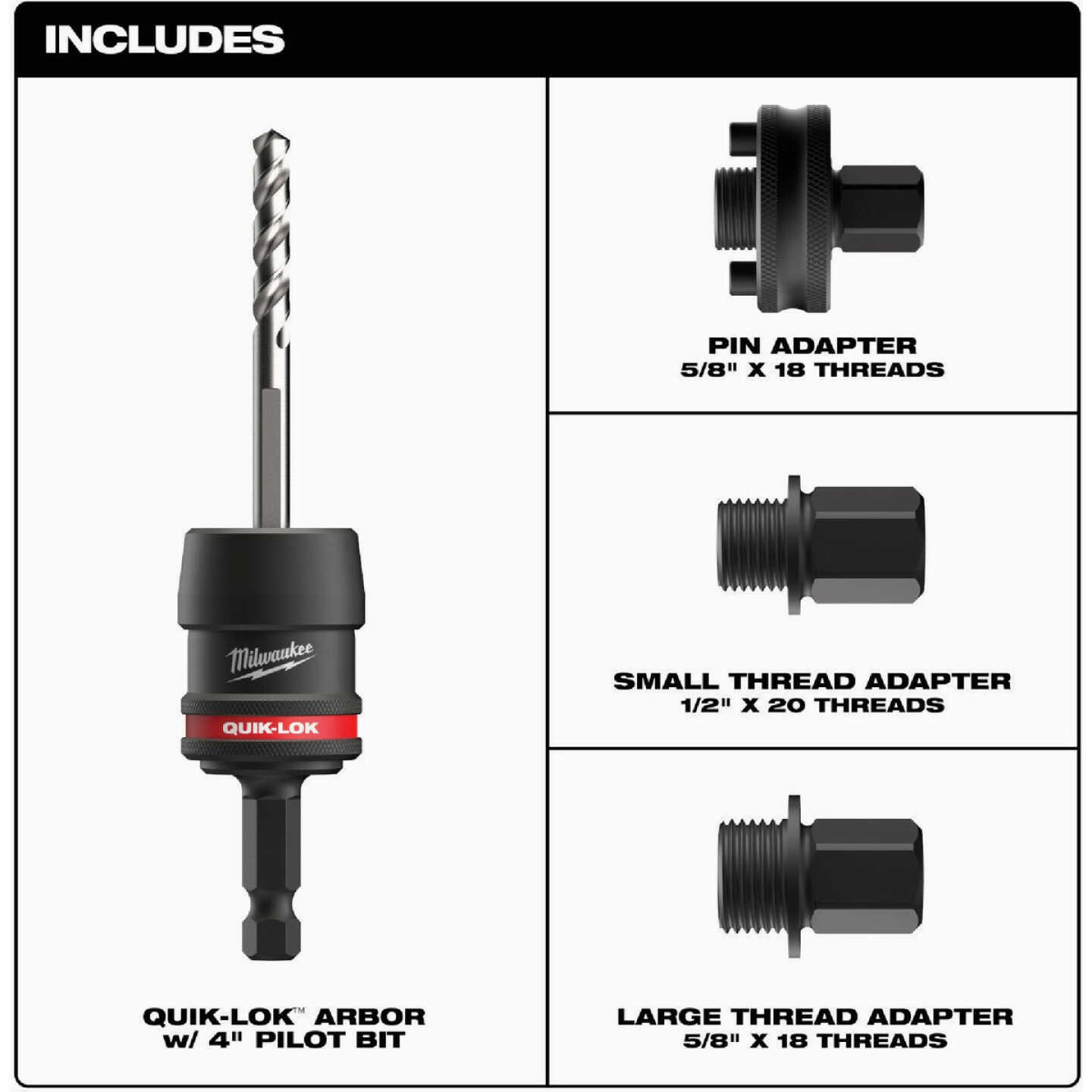 Milwaukee Quik-Lok 3/8 In. Arbor Set (5-Piece) Image 3